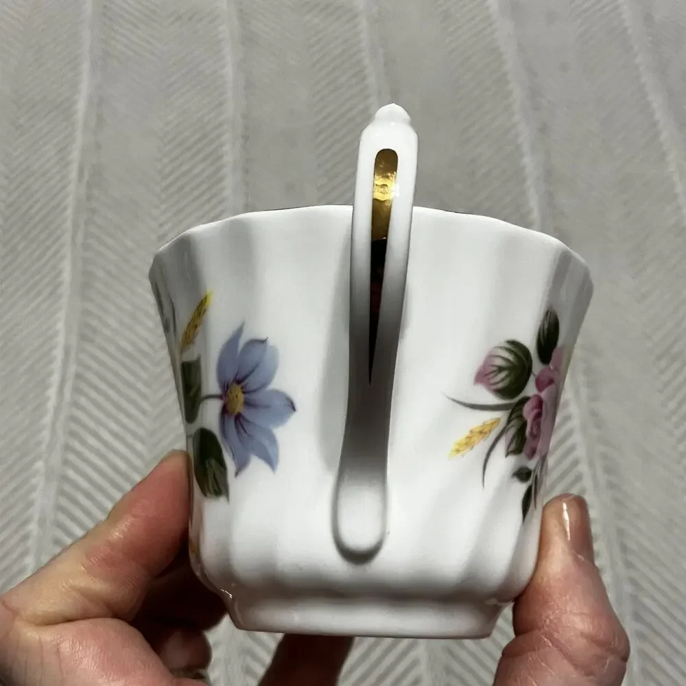 Royal Sutherland HM Fine Bone China Pink Rose Floral Teacup and Saucer Set